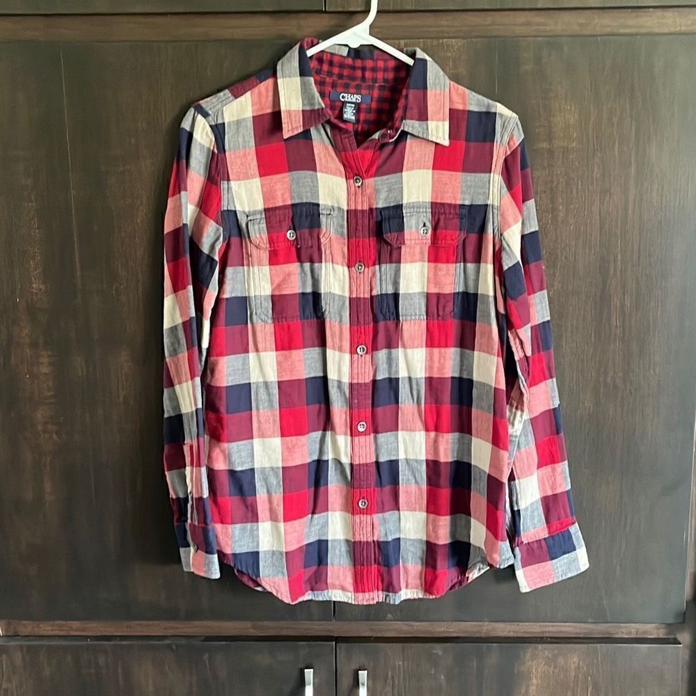 Chaps Plaid Button Down Size Small